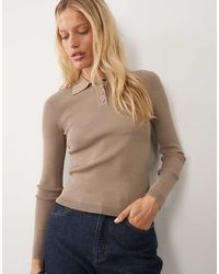Brave Soul - Compact Knit Polo Neck Top - Lyst