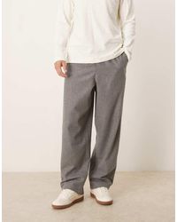 ASOS - Pantalones Grises Sin Cierres De Corte Suelto Recto De Tejido Efecto Lana De - Lyst