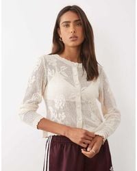 ASOS - Knitted Sheer Lace Floral Cardigan - Lyst
