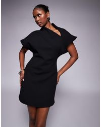 ASOS - Bonded Cap Sleeve Mini Dress With Slash Neck Detail - Lyst