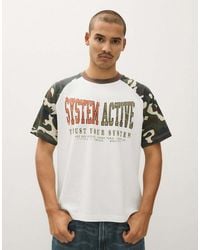 Bershka - Short Sleeve Raglan Print T-Shirt - Lyst