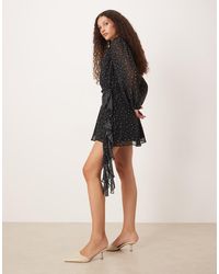 Abercrombie & Fitch - Long Sleeve Plunge Neck Wrap Front Mini Dress - Lyst