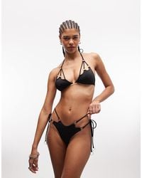 ASOS - Ari Rio High Leg Tie Side Cut Out Bikini Bottom With Ruched Bum And Hoop Hardware Detail - Lyst