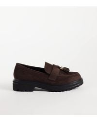 SEQWL Wide Fit - Jeep Faux Suede Chunky Tassel Loafers - Lyst