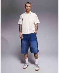 Courtside - Denim Jort Met Naaddetail - Lyst