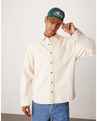 Abercrombie & Fitch - Camisa Vaquera Color Crema De Manga Larga De -Neutro - Lyst