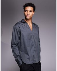 ASOS - Relaxed Deep V Neck Overhead Shirt - Lyst