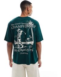 ASOS - Camiseta Verde Extragrande Con Estampado Gráfico Deportivo En La Espalda De - Lyst