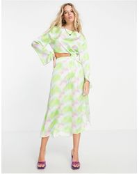 TOPSHOP - Textured Check Bust Cup Midi Dress - Lyst