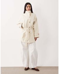 Mango - Cotton Rich Funnel Neck Trench Coat - Lyst