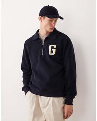 GANT - Fleece Trui Met Korte Rits En G-Logo - Lyst