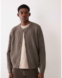 ASOS - Oversized Knitted Fisherman Rib Wool Blend Crew Neck Cardigan - Lyst