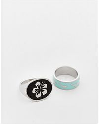 Reclaimed (vintage) Inspired – unisex-ringe mit hibiskus- und delfinmotiven - Mettallic