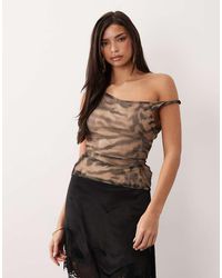 ASOS - Mesh Top With Lace Up Back Detail - Lyst