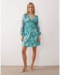 Lovedrobe - Long Sleeve Shirred Empire Waist Mini Dress - Lyst