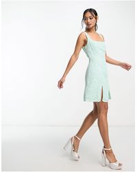 Glamorous - 90s Square Neck Fitted Mini Dress - Lyst