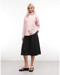 ASOS - Oversized Satijnen Overhemd Met Stropdas - Lyst