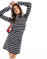 ASOS - Grown On Neck Mini Dress With Long Sleeve - Lyst