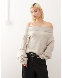 Weekday - Slouchy Off Shoulder Bardot Jumper - Lyst