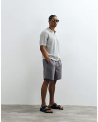 ASOS - Linen Mix Wide Mid Length Shorts - Lyst