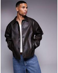 ASOS - Harrington Jack Van Imitatieleer - Lyst