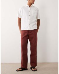 ASOS - Linen Rich Tailored Wide Leg Pull On Pants - Lyst