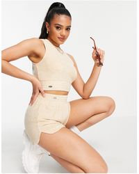 Aria Cove Towelling Sleeveless Crop Top Co Ord - Natural