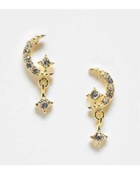Kingsley Ryan - Orecchini A Bottone Placcati Con Lune E Cristalli Pendenti - Lyst