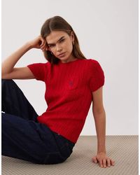 Polo Ralph Lauren - Icon Logo Cotton Cable Knit Short Sleeved Jumper - Lyst