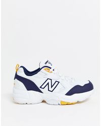 new balance 608 white with pink and green chunky trainers