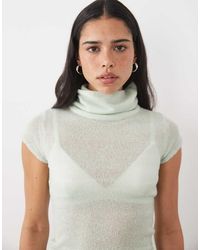 Motel - Jian Short Sleeve Knit Top With Buckle Detail - Lyst
