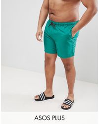 ASOS - Asos Plus Swim Shorts In Dark Green Mid Length - Lyst