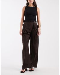 ASOS - Tailored Wide Leg Wrap Front Pants With Buckle Detail - Lyst