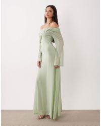 ASOS - Off The Shoulder Draped Neck Long Sleeve Maxi Dress - Lyst