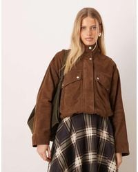Barneys Originals - Real Suede Funnel Neck Jacket - Lyst