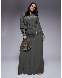 black long dress outfit Black Maxi Dress with Long Sleeves and Slit