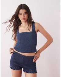 Collusion - Festival Denim Shirred Co-ord Booty Shorts - Lyst