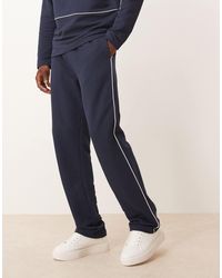 ASOS - Straight Leg Pique joggers With Side Piping - Lyst