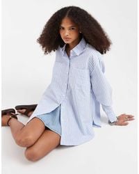 Pieces - Oversized Gestreept Overhemd - Lyst