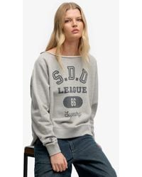 Superdry - Athletic Essentials Bardot Crew Sweatshirt - Lyst