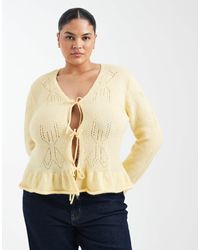 ONLY - Tie Front Knitted Cardigan - Lyst