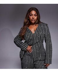 ASOS - Curve Pearl Embellished Boucle Blazer Co-ord - Lyst