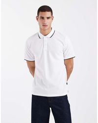 Jack & Jones - Polo Blanco Con Ribetes En Las Solapas De Premium - Lyst
