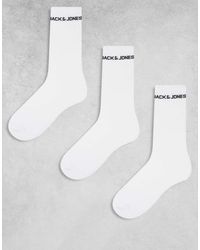 Jack & Jones - Pack De 3 Pares De Calcetines Deportivos Blancos Con Logo De - Lyst