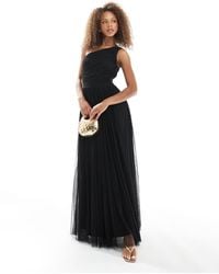 LACE & BEADS - Bridesmaid One Shoulder Maxi Dress - Lyst