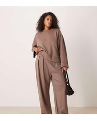 ASOS - Asos Design Curve Interlock Super Wide Leg Trouser - Lyst