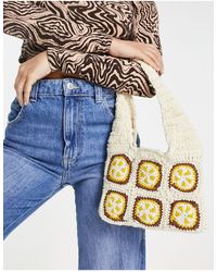Bershka Crochet Detail Shoulder Bag - White
