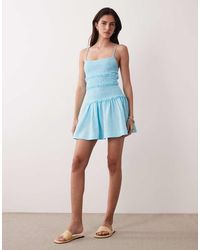 ASOS - Crinkle Mini Sundress With Shirred Dropped Waist - Lyst