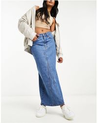 Abercrombie & Fitch - Jupe longue en jean à taille haute - moyen - Lyst