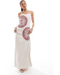 4th & Reckless - – neckholder-maxikleid aus leinenmix - Lyst